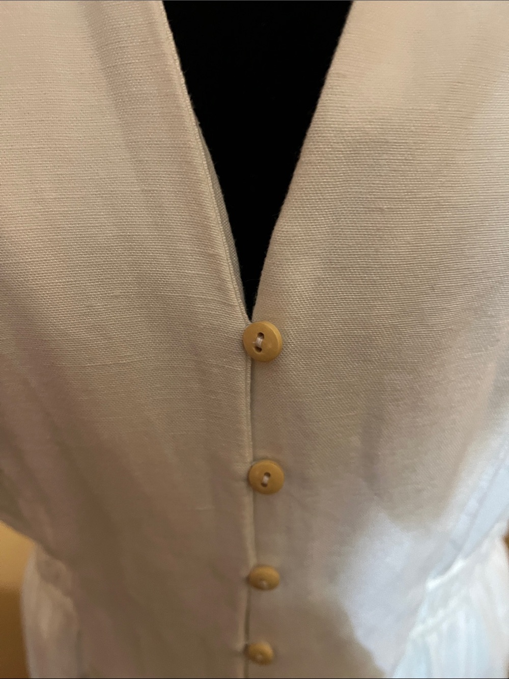 Classic lined  White Button-Front Women’s Midi Dress - Picture 2 of 4